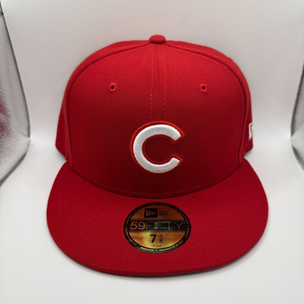 New Era 59fifty Chicago Cubs Solid Red/White Colorpack Fitted Hat size 7 3/8